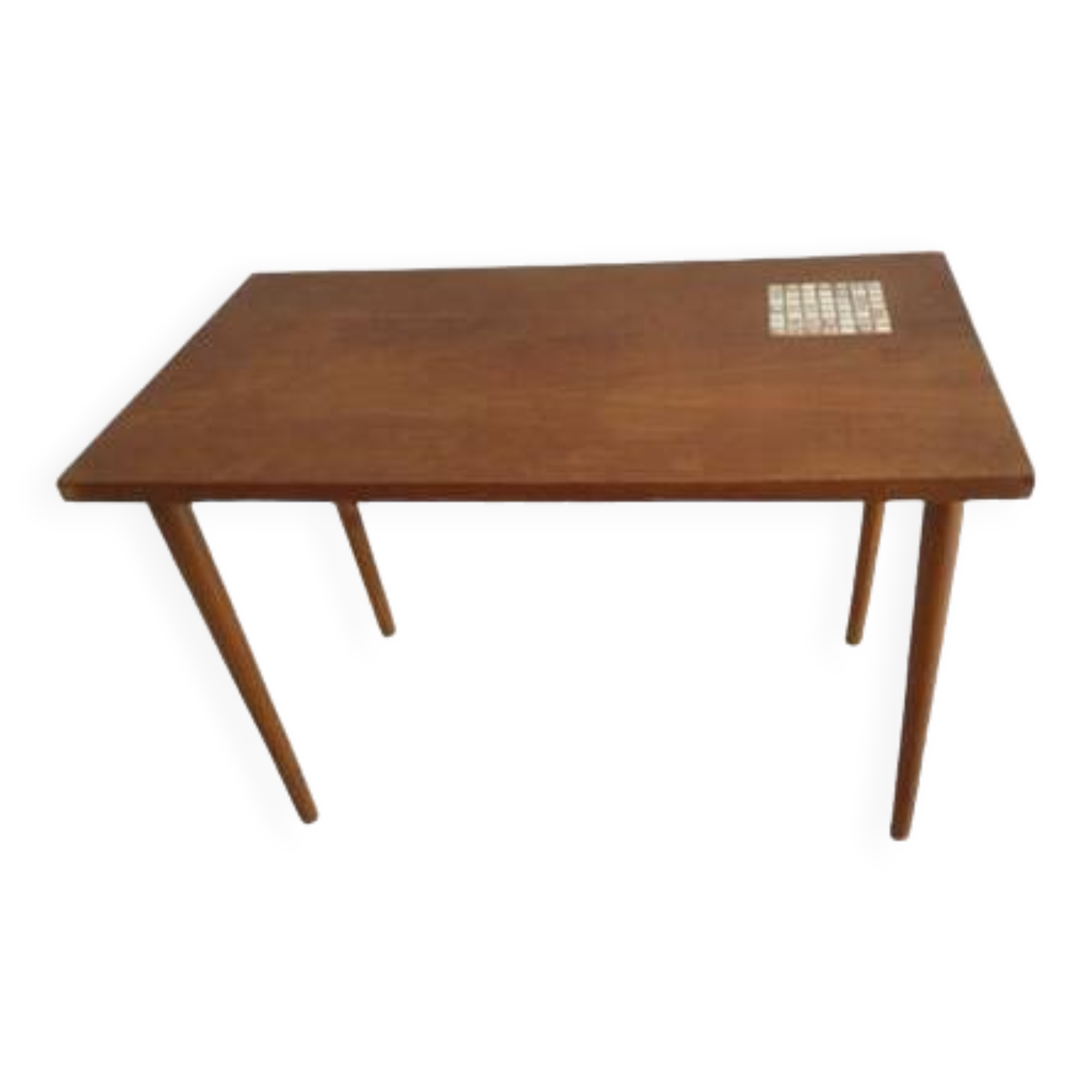 Mid Century Side Table Wood and Ceramics