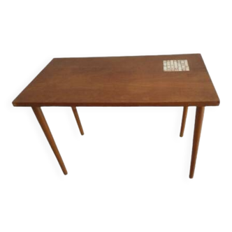 Mid Century Side Table Wood and Ceramics