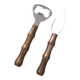 Ouvre bouteille et couteau manche bambou laiton