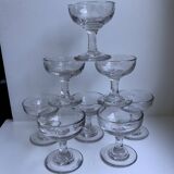 set of 9 small molded glass shot glasses early twentieth century