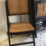 Four folding wooden and canning chairs - 70s