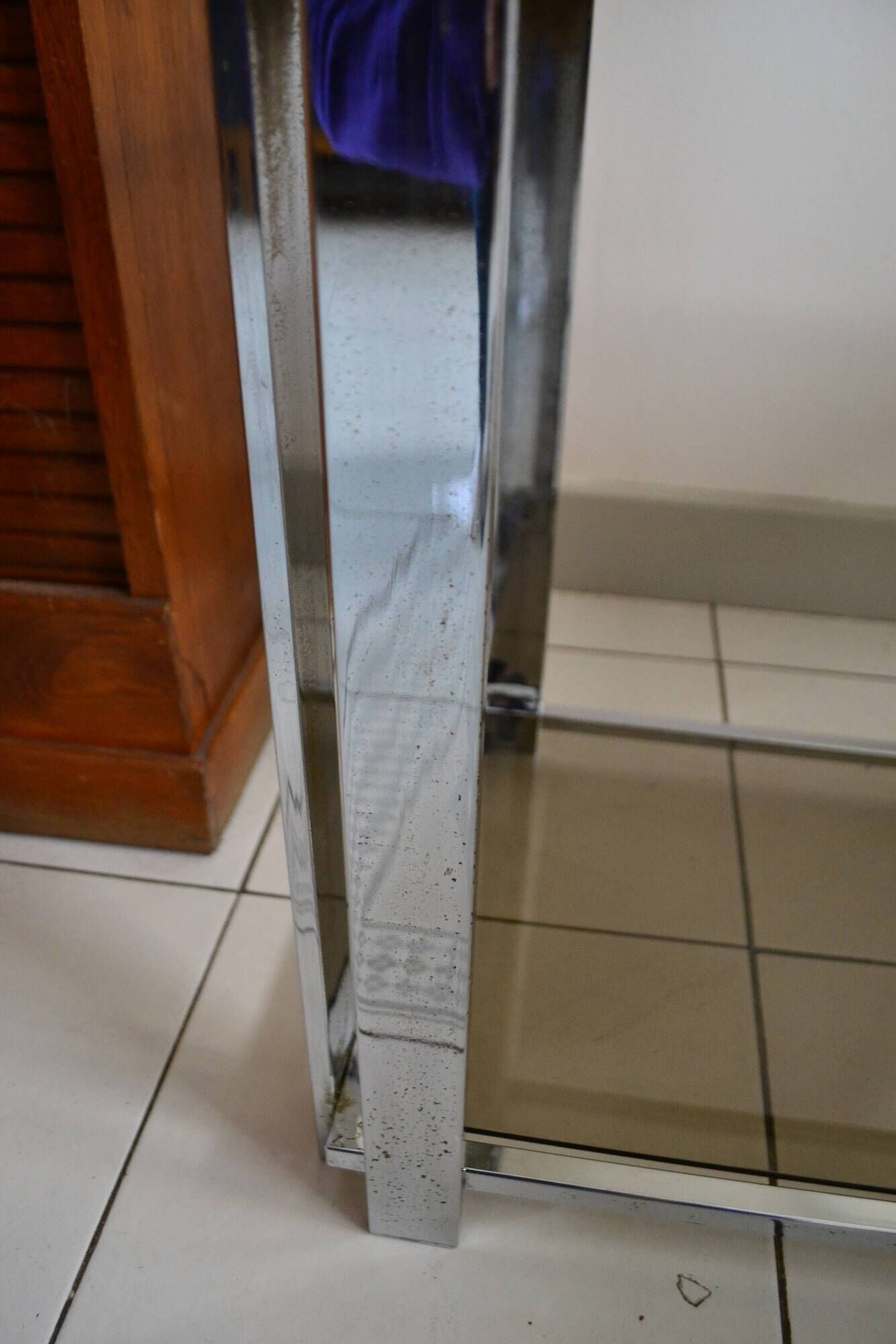 1970s smoked glass chrome bookshelf
