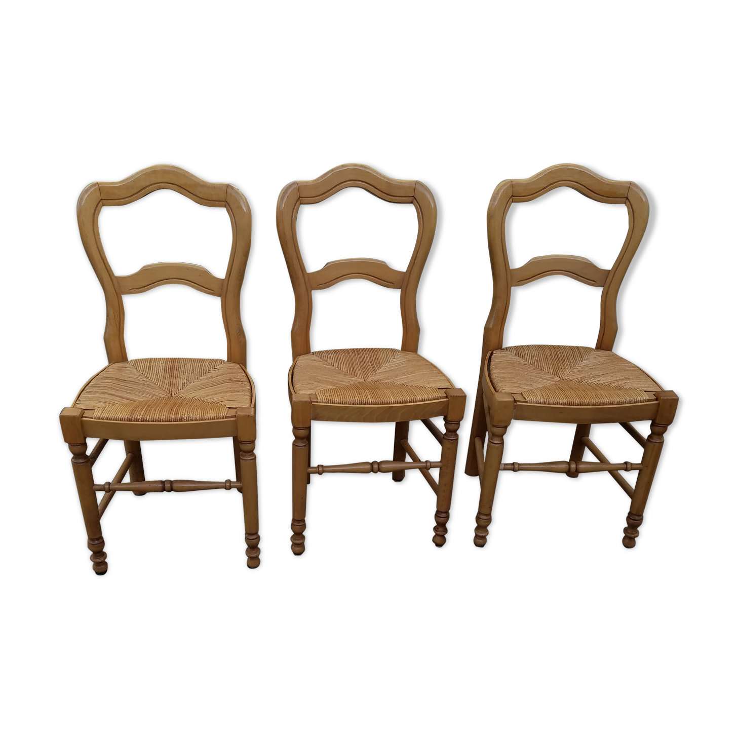 Lot de 3 chaises en paille Baumann