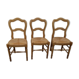 Lot de 3 chaises en paille Baumann