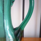 Pitcher made of green glass blown and tinted in the mass