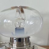 Lampe vintage verre Murano Mazzega et métal chromé