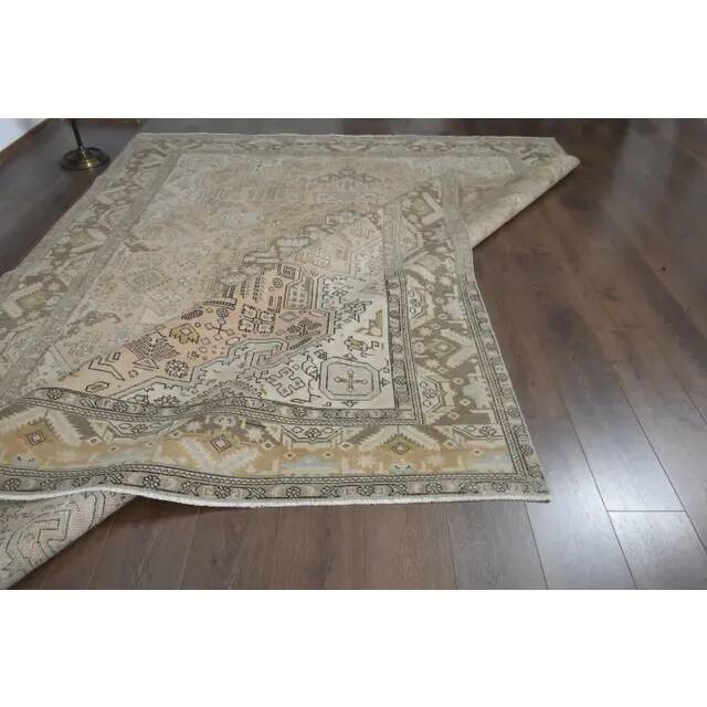 1970s Vintage Persian Handmade Wool Orange Area Rug 251x320