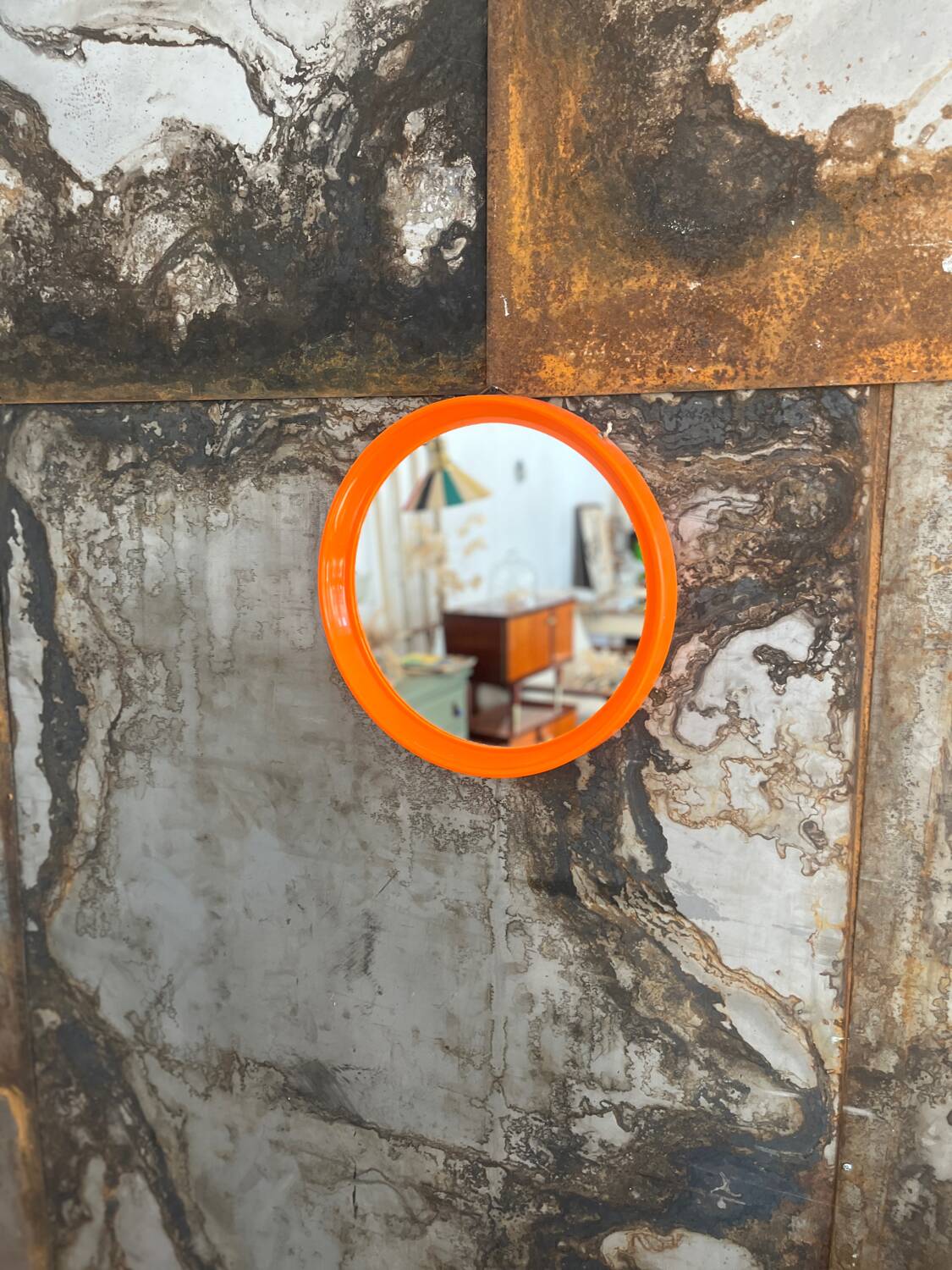 Miroir rond orange