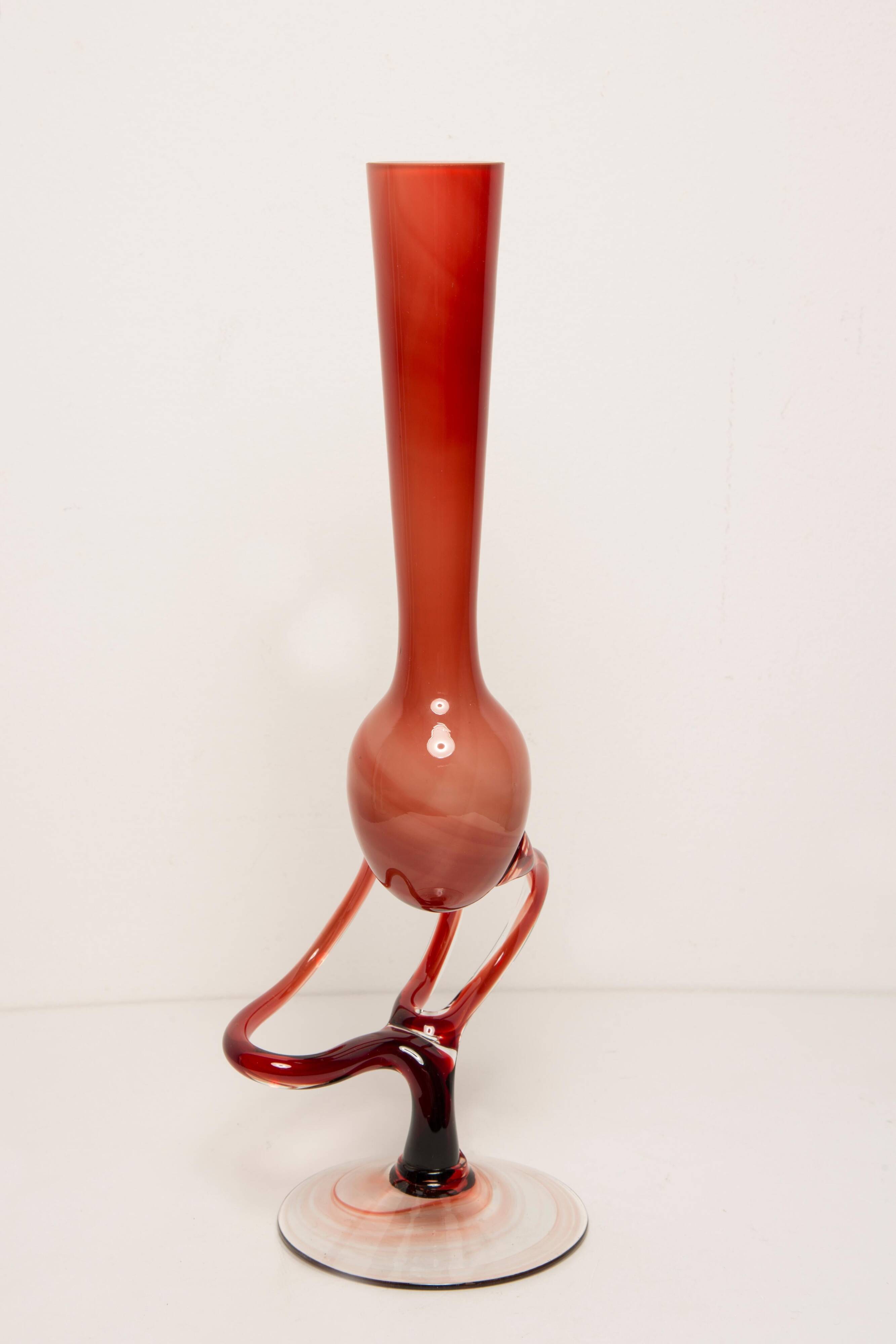 Vase artistique vintage beige et orange milieu du siècle, verre de Murano, Europe, années 1970