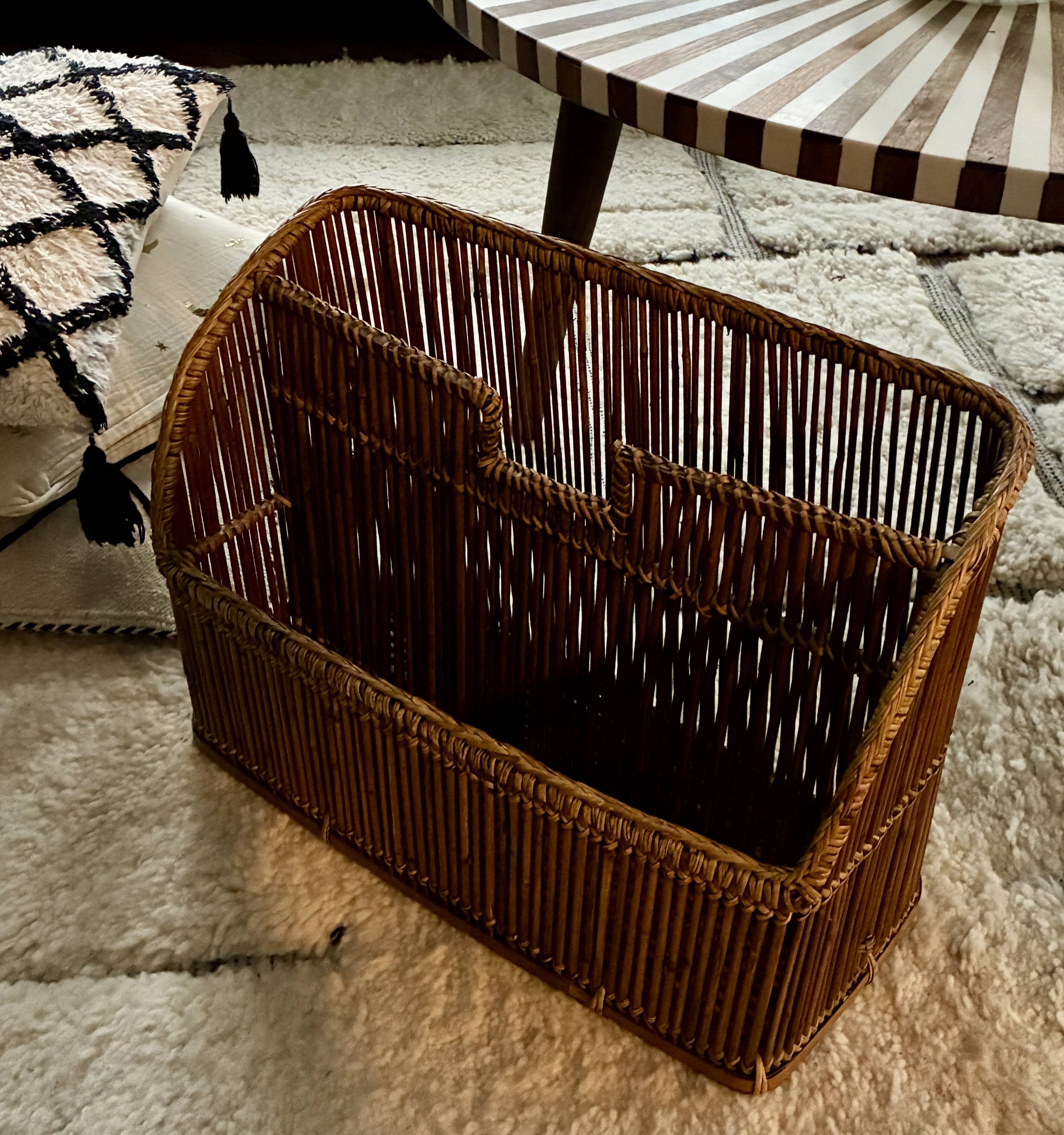 Vintage rattan magazine rack