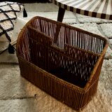 Vintage rattan magazine rack