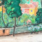 Rudolf möller 1881-1967. the houses, 1930. gouache. sbd. 30x40. frame