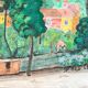 Rudolf möller 1881-1967. the houses, 1930. gouache. sbd. 30x40. frame