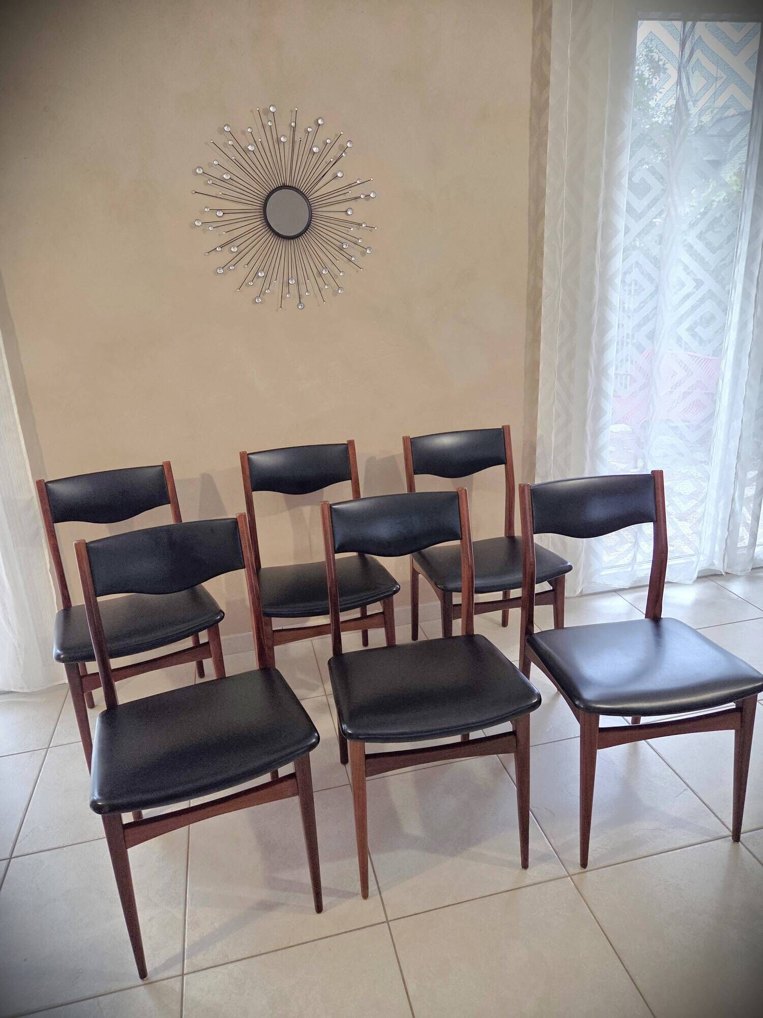 Lot de 6 chaises en teck style scandinave mid-century