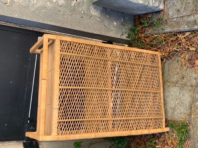 Rattan wicker shelf, 3 floors vintage 1960/70