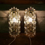 Modern mid-century crystal wall sconces in the shape of a drop by Orrefors by Carl Fagerlund.