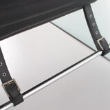 Black leather chair by Giovanni Tommaso Garattoni Italy glass and black leather