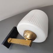 Wall lamp metal and opaline modernist design 50 60 style Arlus Lunel