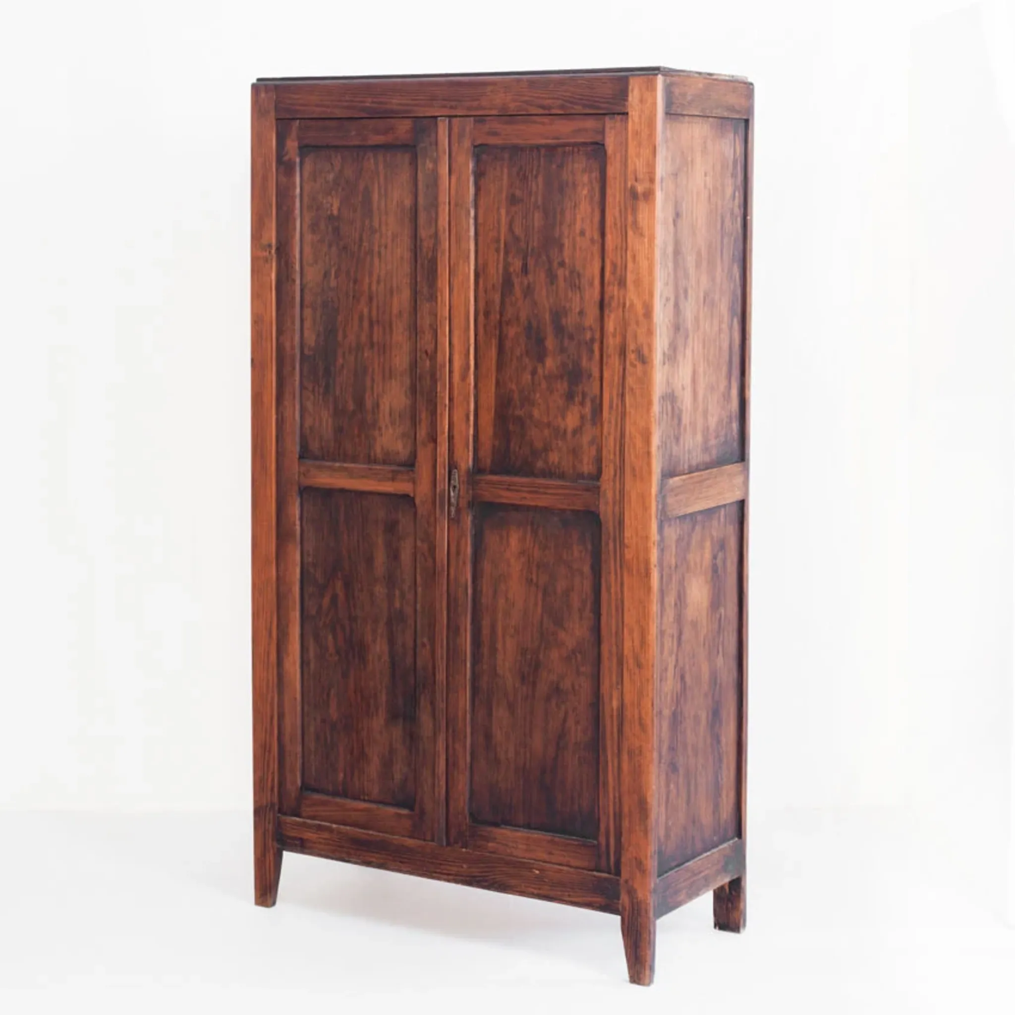 Vintage Parisian wardrobe with two doors. Pine wood. France, 1950s.