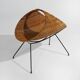 Rattan magazine rack with metal legs, 1950s