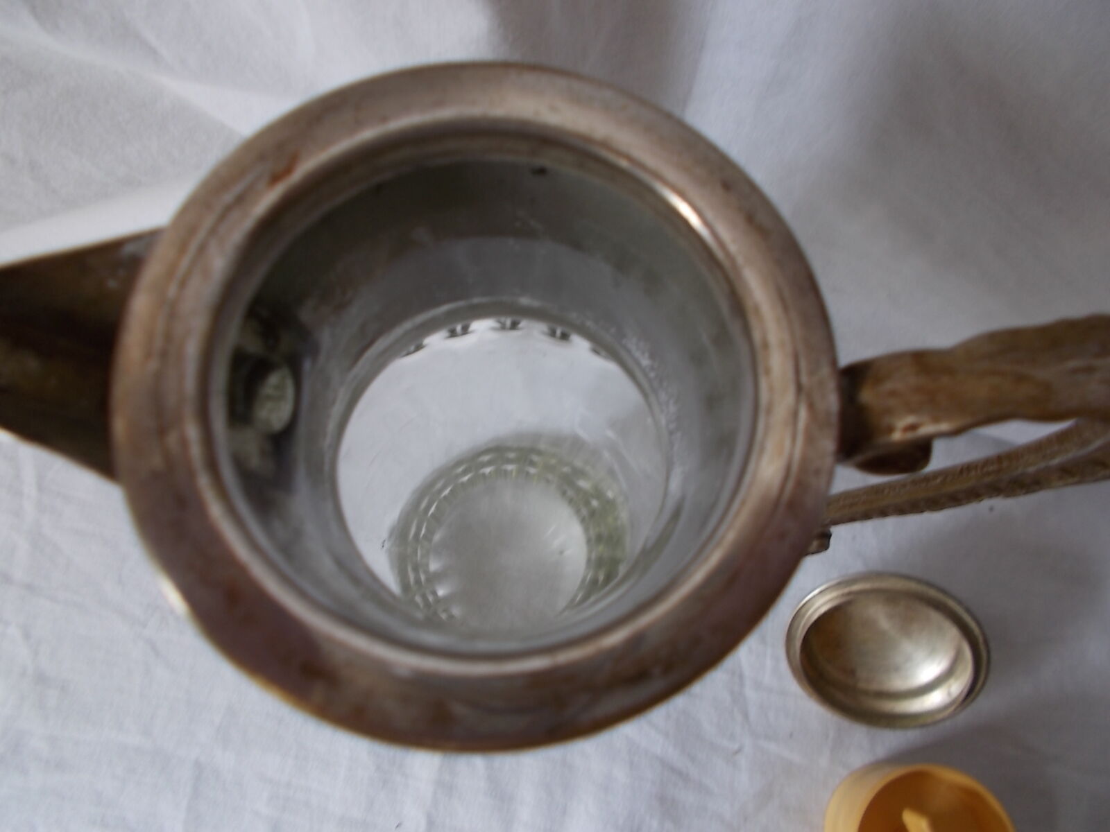 Pichet aiguière en verre et métal argenté