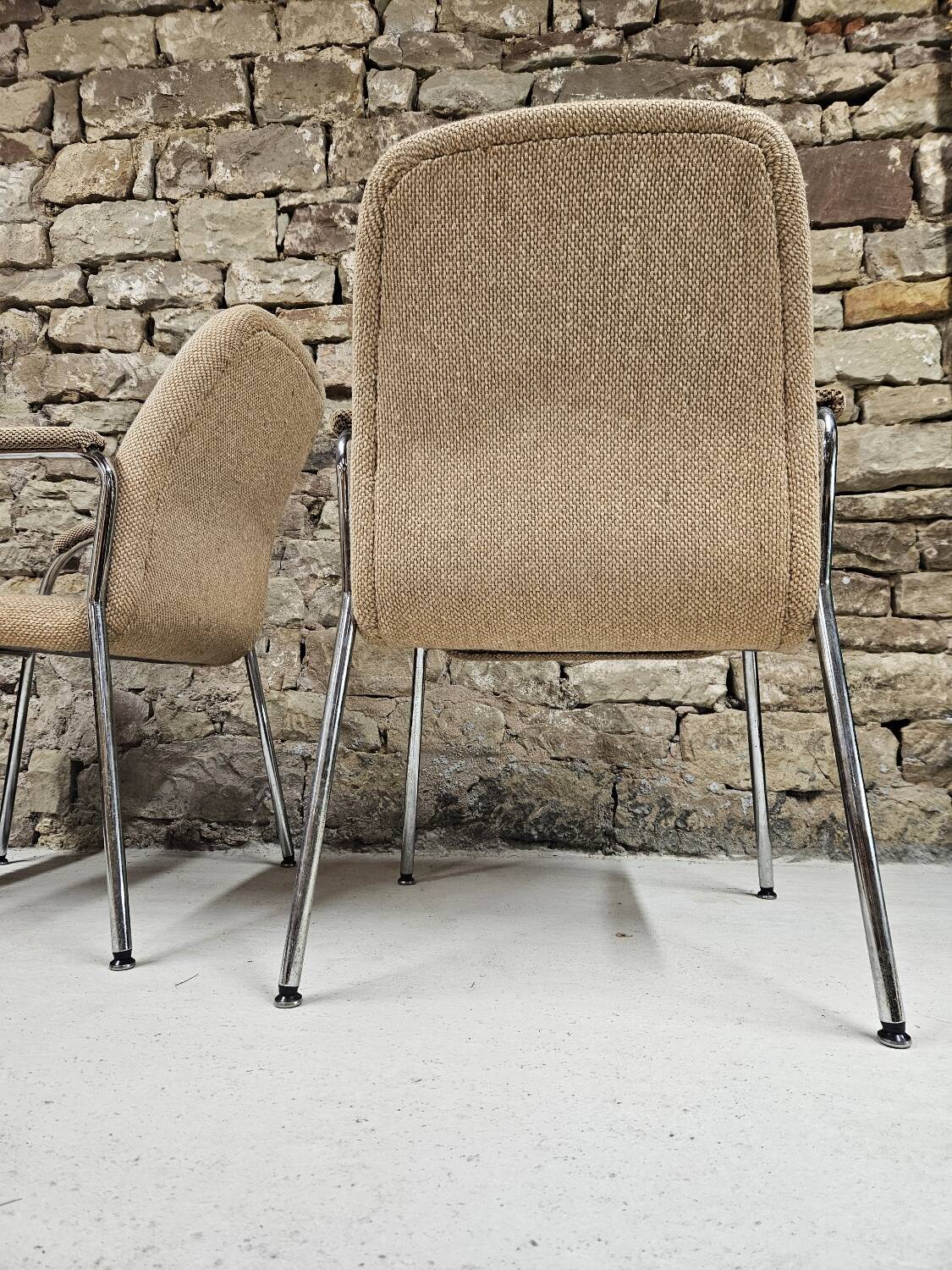 Pair of vintage 1970s Sedus bouclette wool armchairs