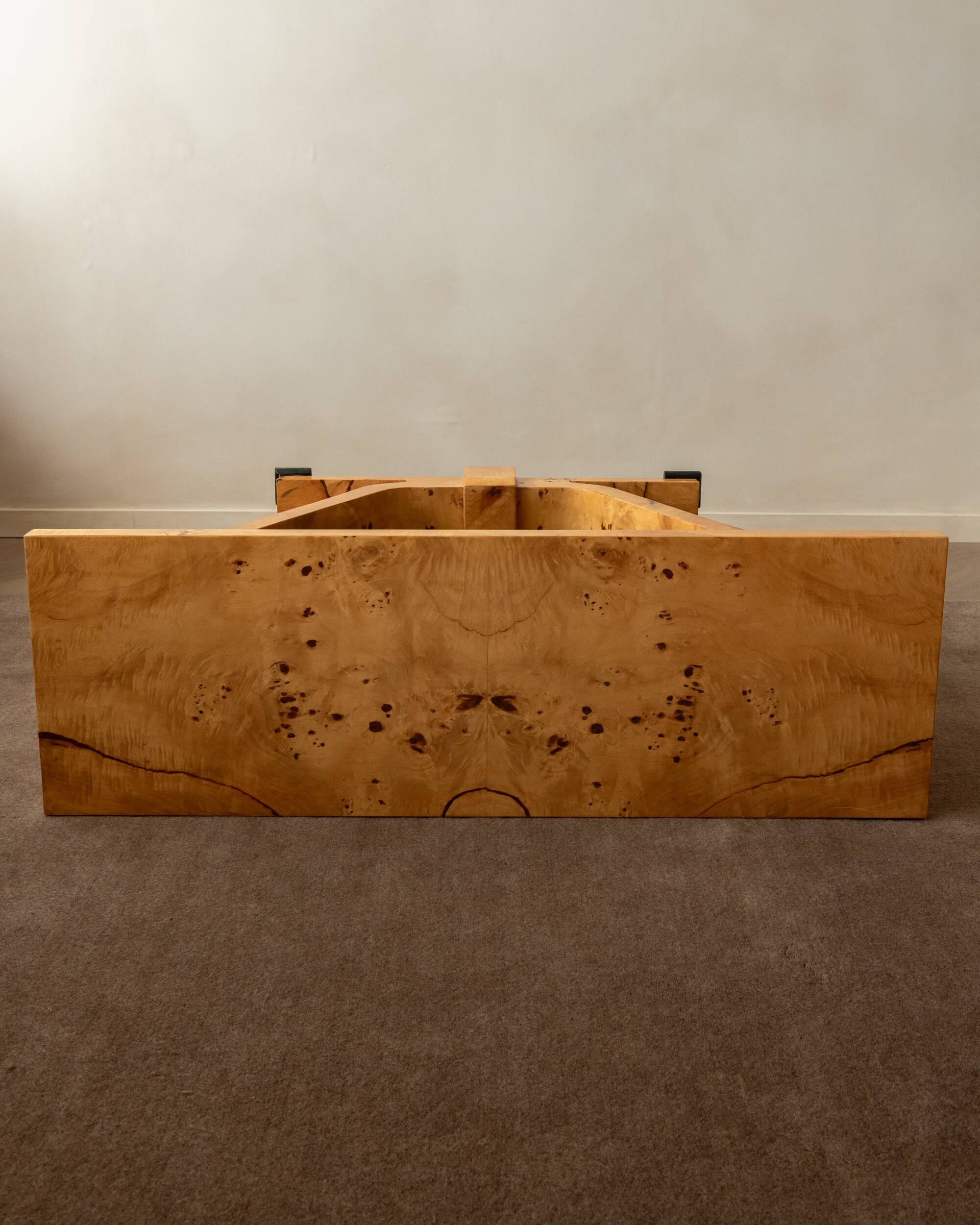 Art Deco Revival Burl Console Table, 1980s-1990s