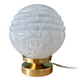 Vintage Art Deco globe table lamp in white Clichy glass