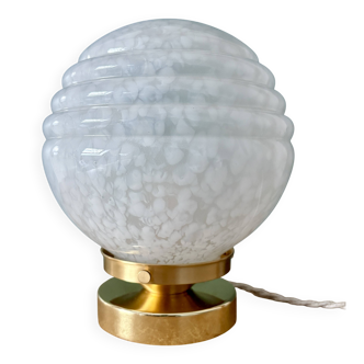 Vintage Art Deco globe table lamp in white Clichy glass