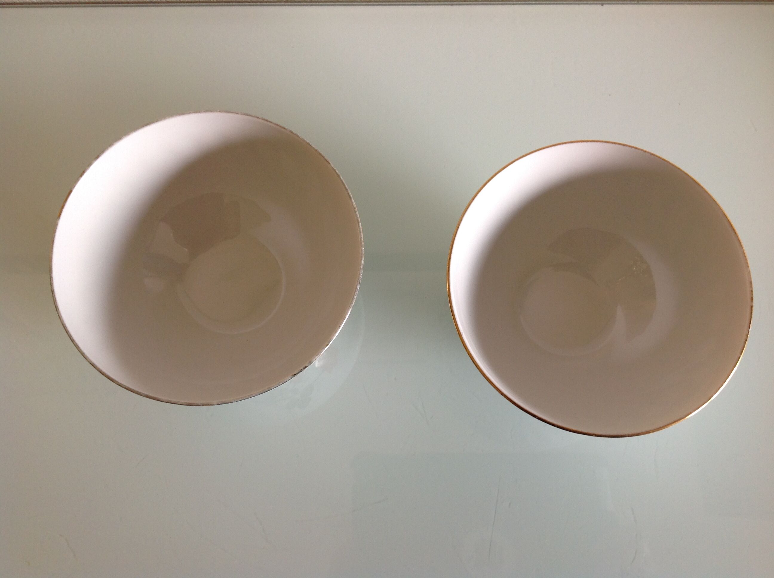 Two white bowls with floral decor in Limoges SD porcelain / vintage 60-70