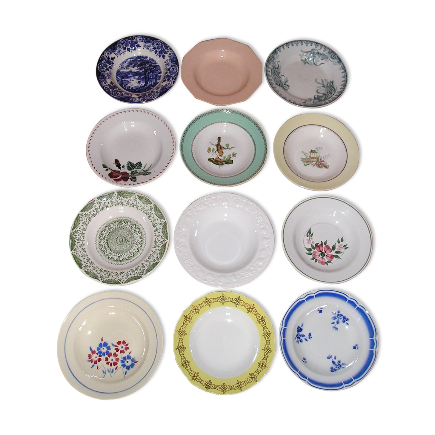 Set of 12 different hollow plates