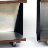 Pair of Vintage Italian Stainless Steel-Clad Side Tables, 1970s