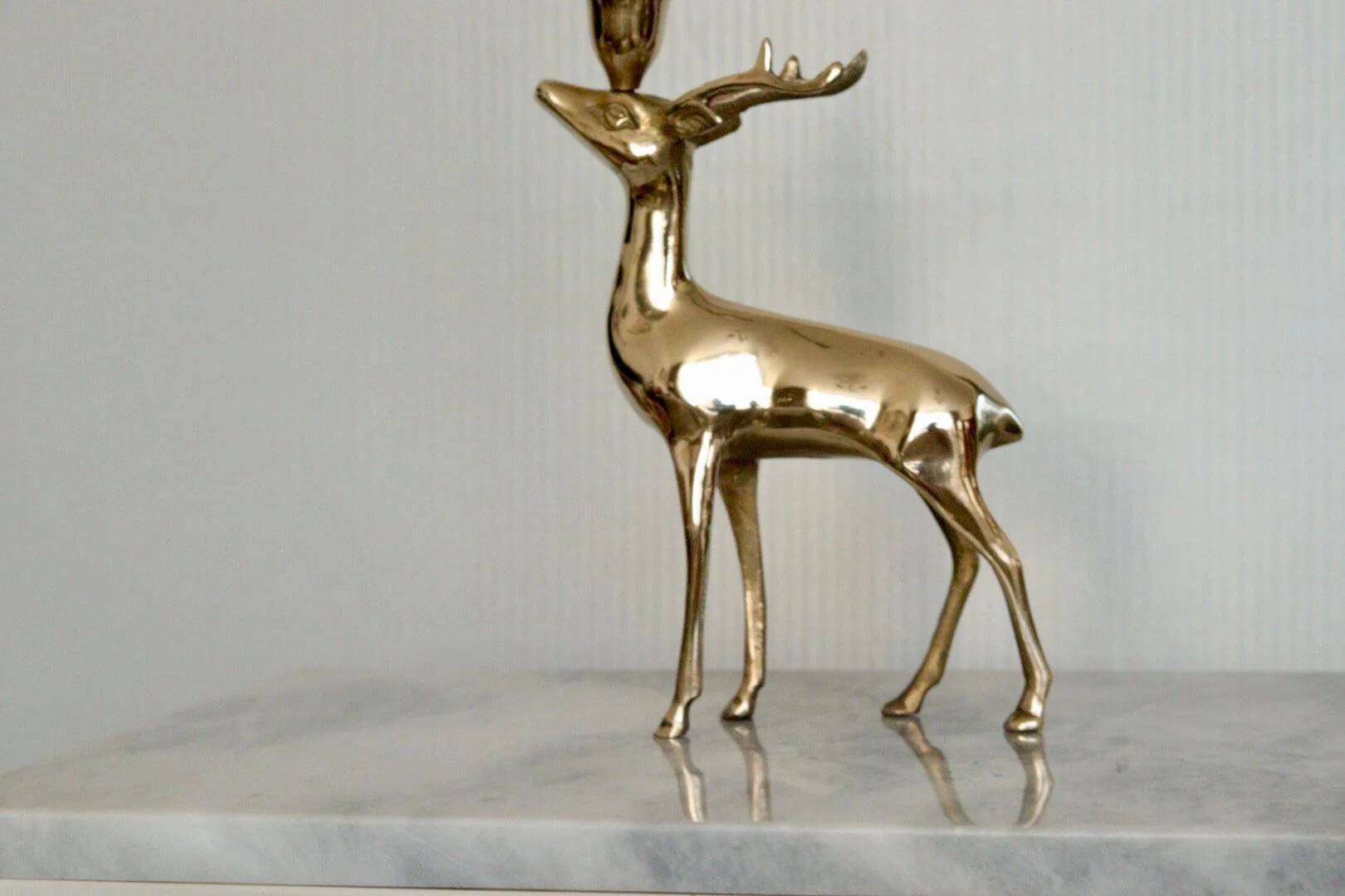 Vintage brass stag candlestick holder