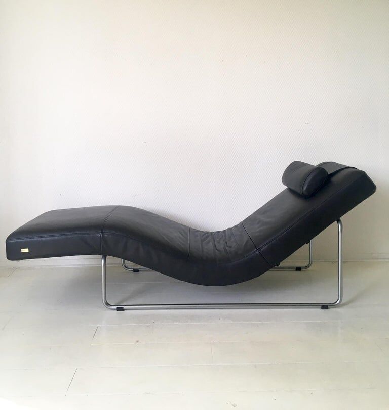 Black leather adjustable lounge chair by Rolf Benz, Basix series