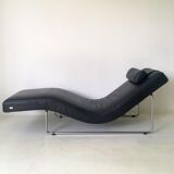 Black leather adjustable lounge chair by Rolf Benz, Basix series