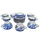 Japanese tea set in fine blue and white porcelain