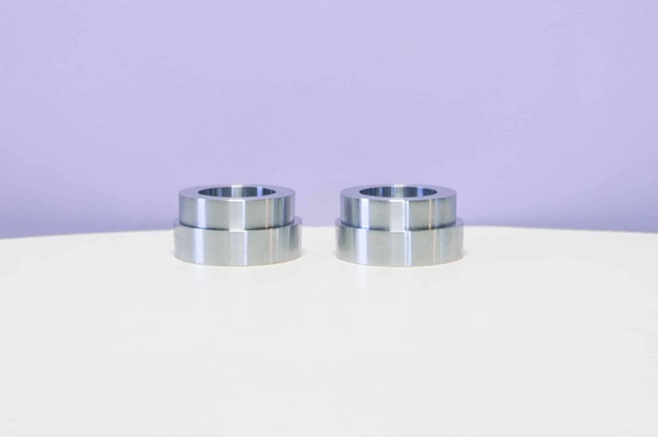 Vintage set of 2 aluminium tealight holders Menu