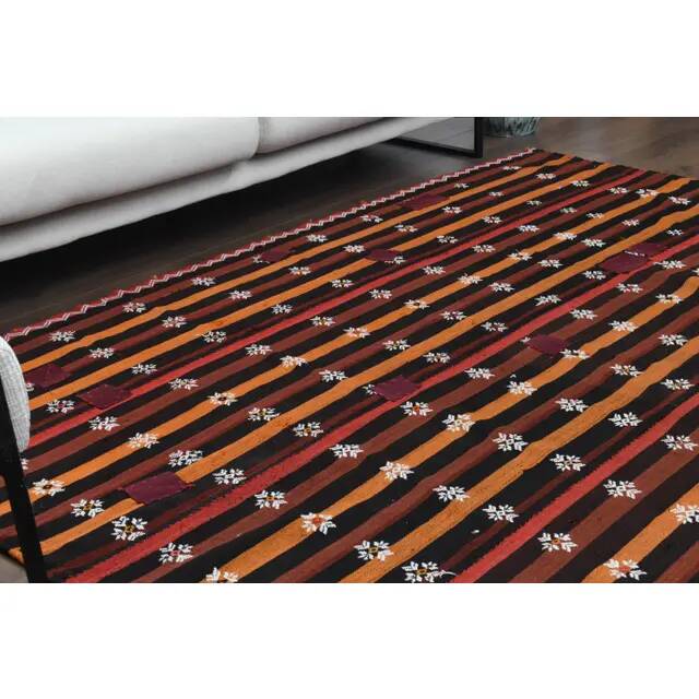 Vintage Turkish Oushak Handmade Wool & Cotton Brown Rug 169x238