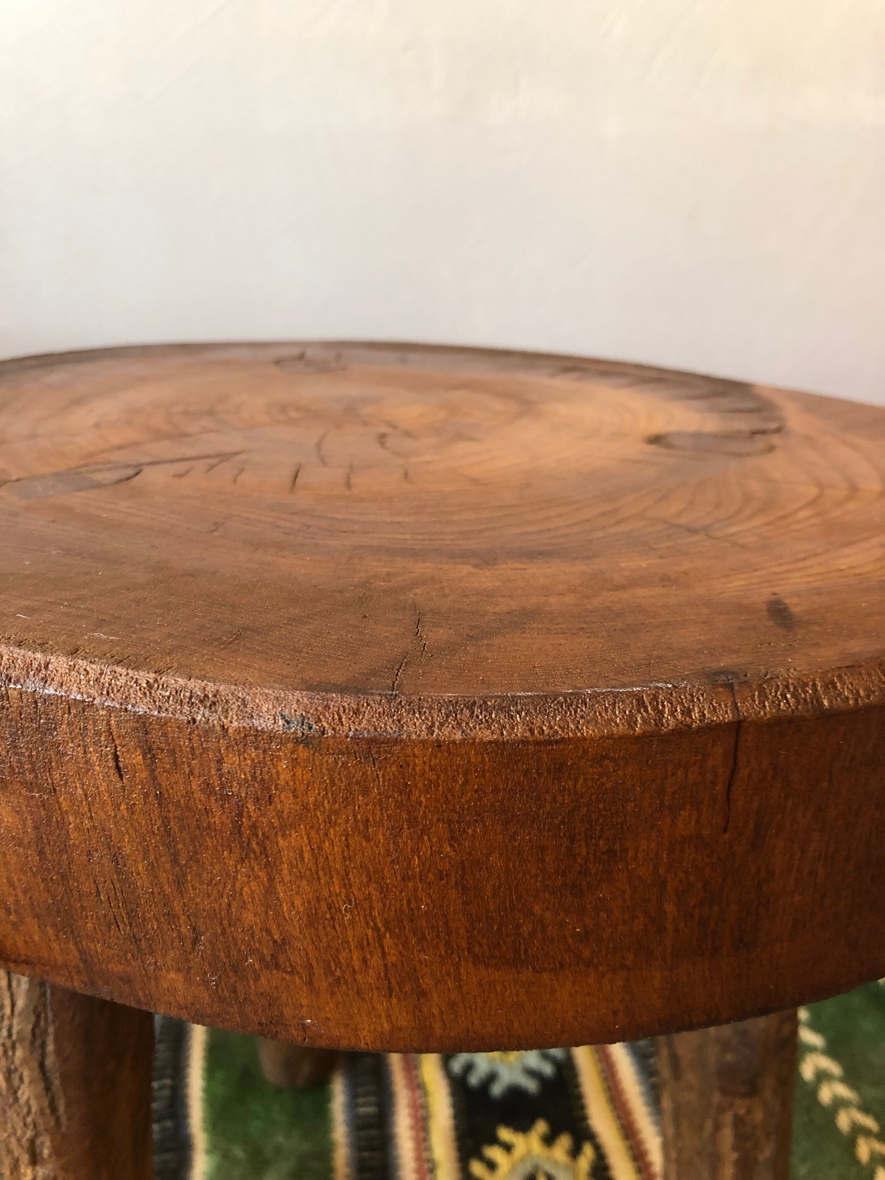 Brutalist oak side table