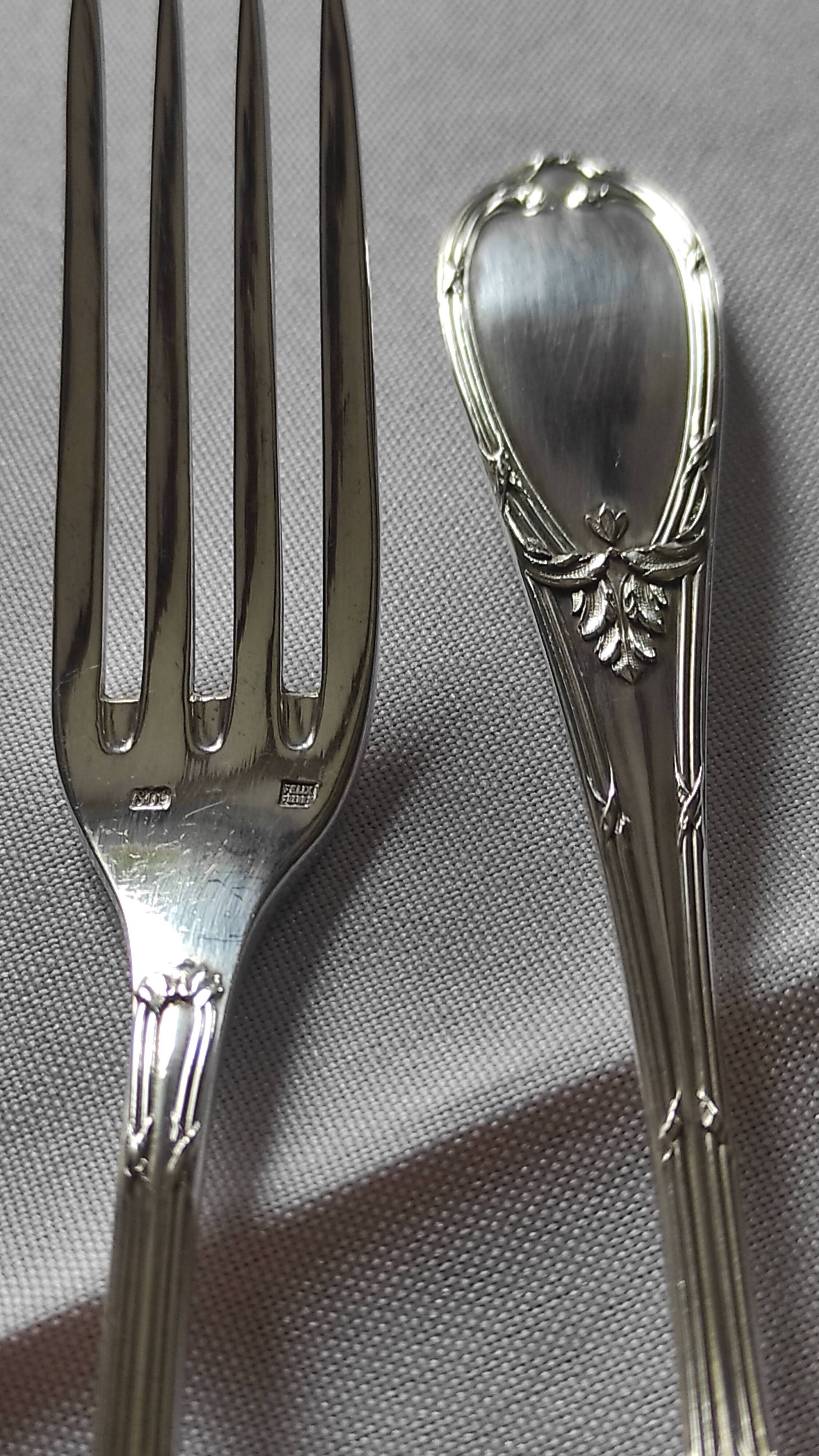 12 silver-plated dessert forks by Félix Frères