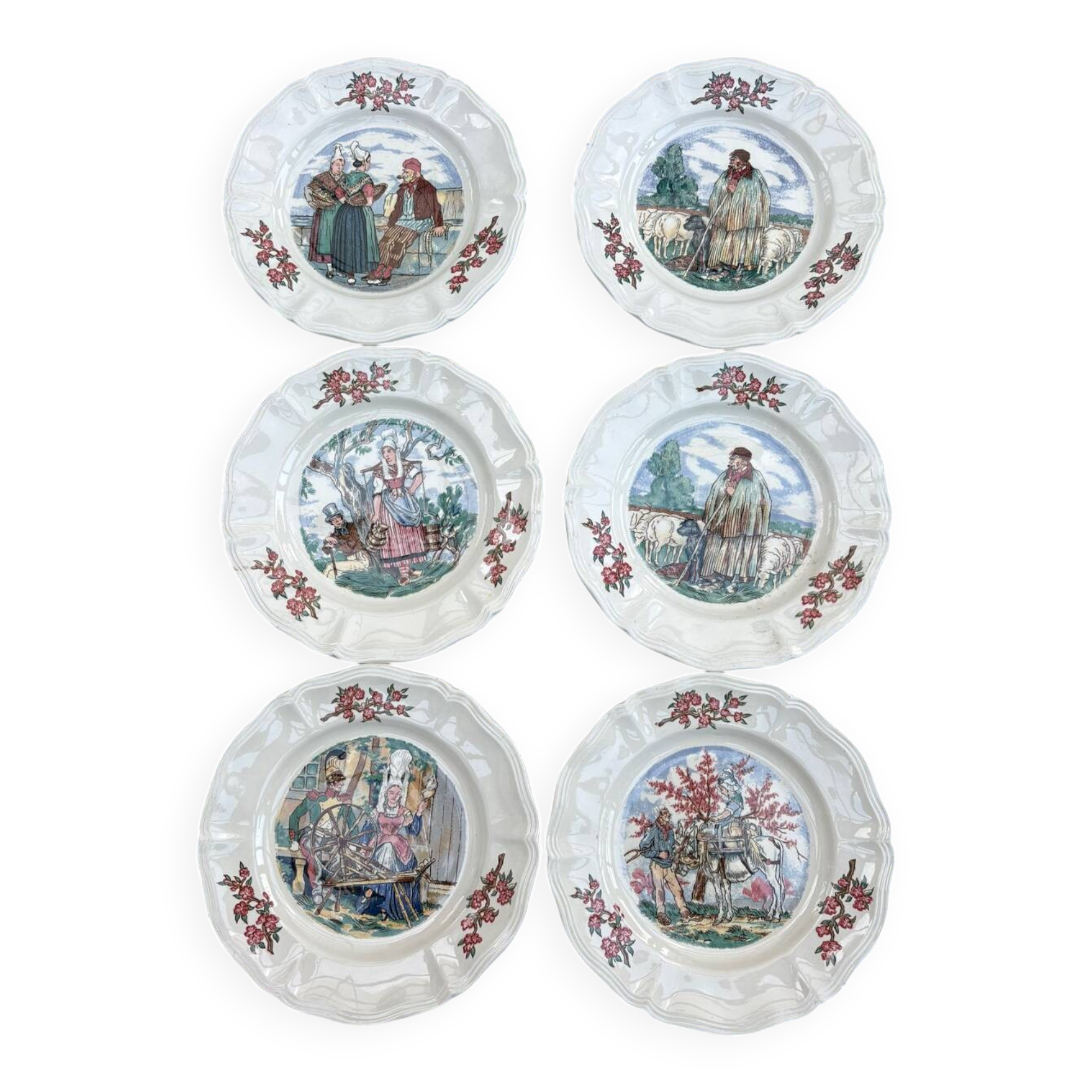 Assiettes à dessert Sarreguemines, collection "Ma Normandie"