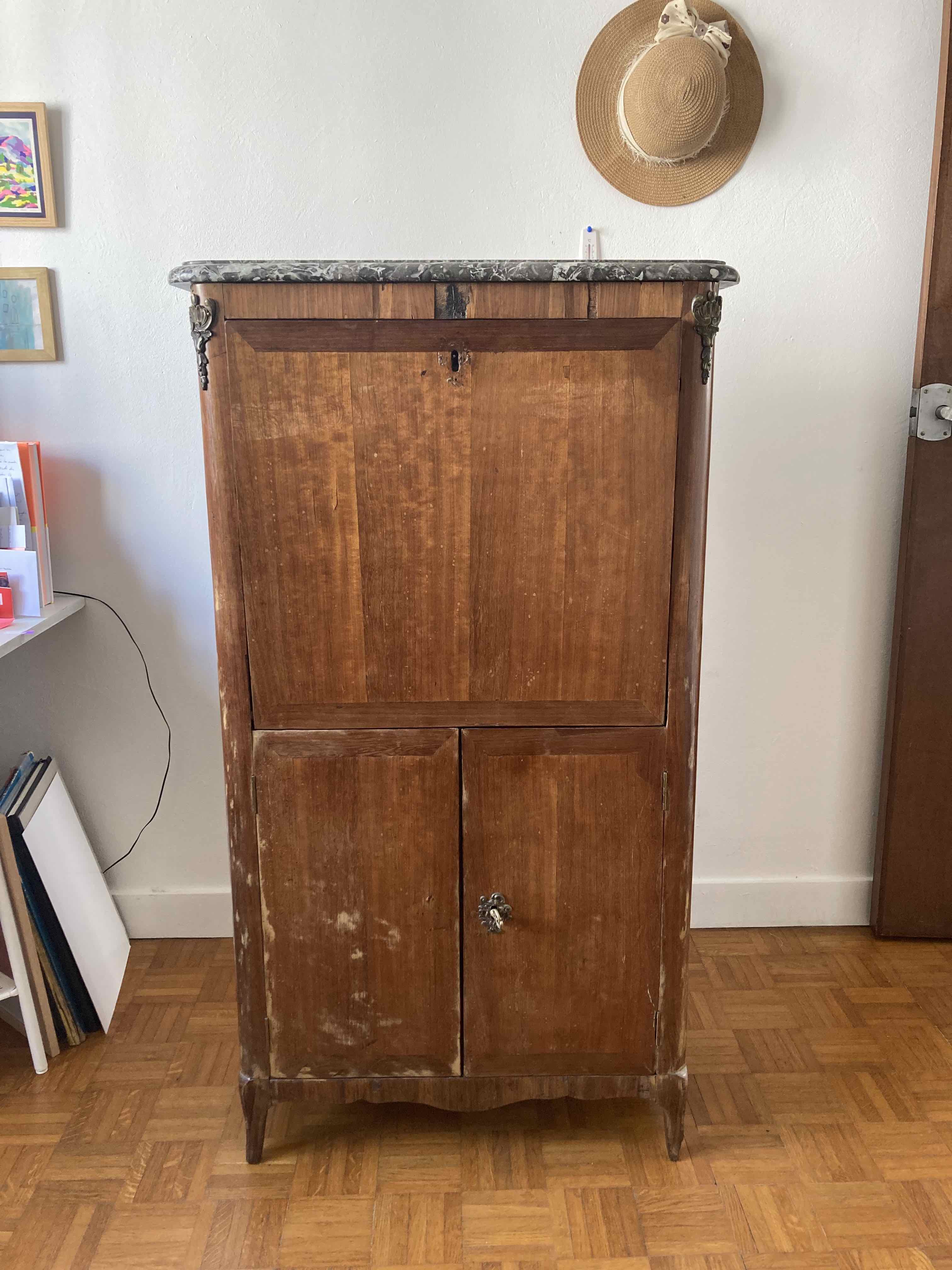 Secretary with grey marble top