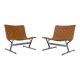 Paire de fauteuils lounge vintage par Ross Littell pour ICF, Cuir Cognac, Italie, 1970s