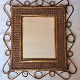 Rattan and cane mirror