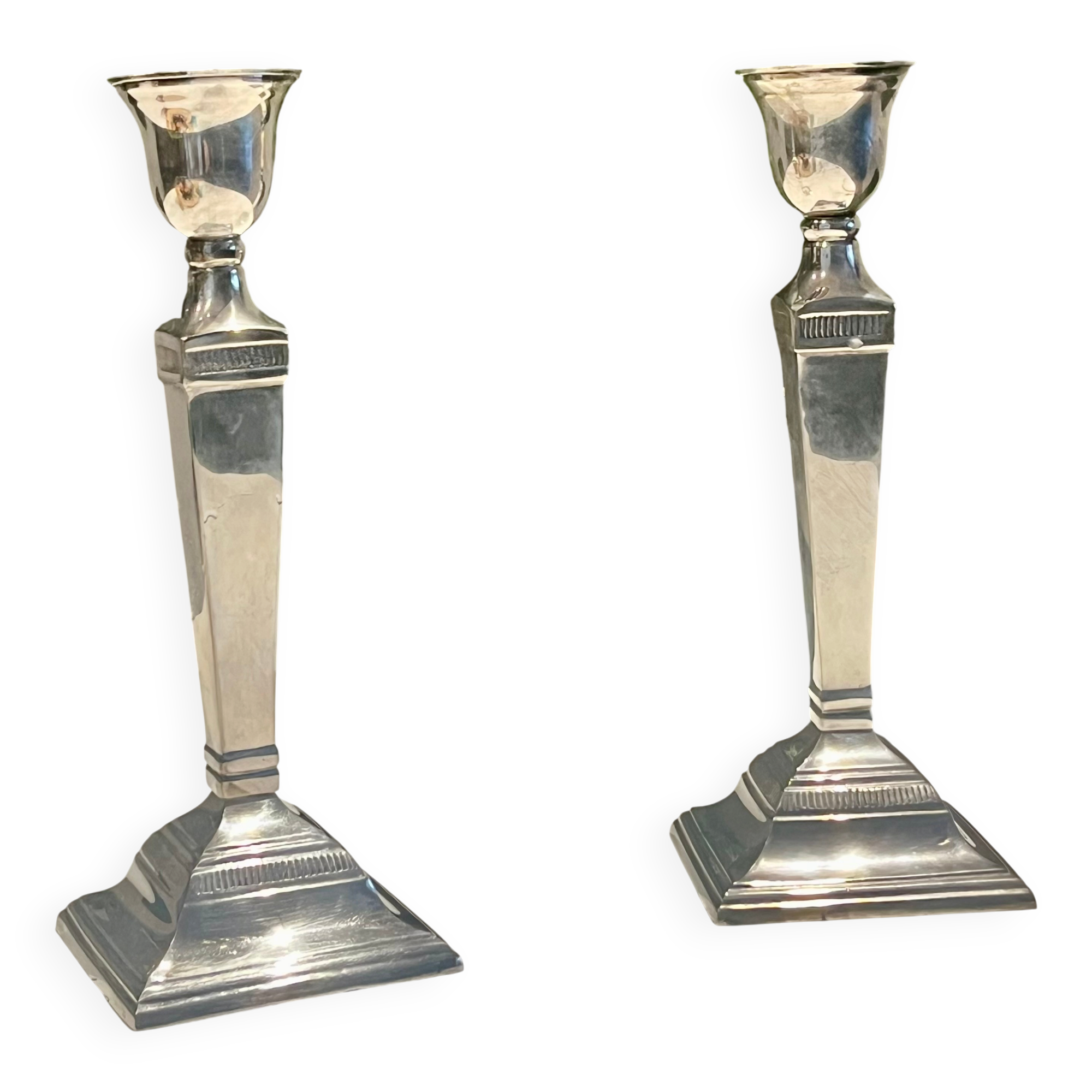 Pair of candlesticks - Silver-plated - Very good condition