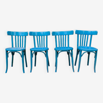 Ensemble de 4 chaises bistrot bleues