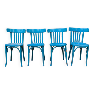 Ensemble de 4 chaises bistrot bleues