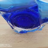 Half crystal blown with cane trinket bowl