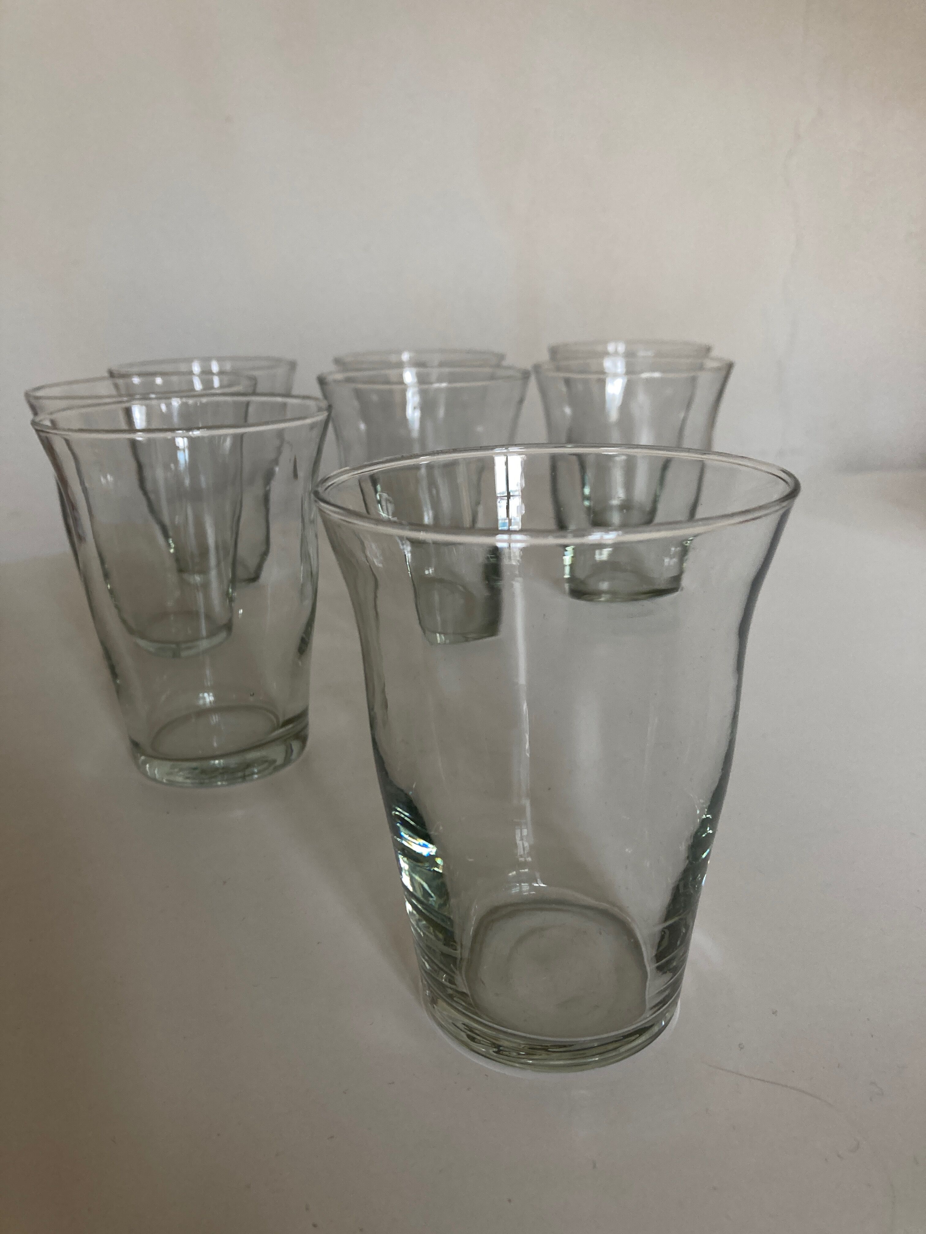 Set of 8 glasses cups corrugations 1960 mid century modern