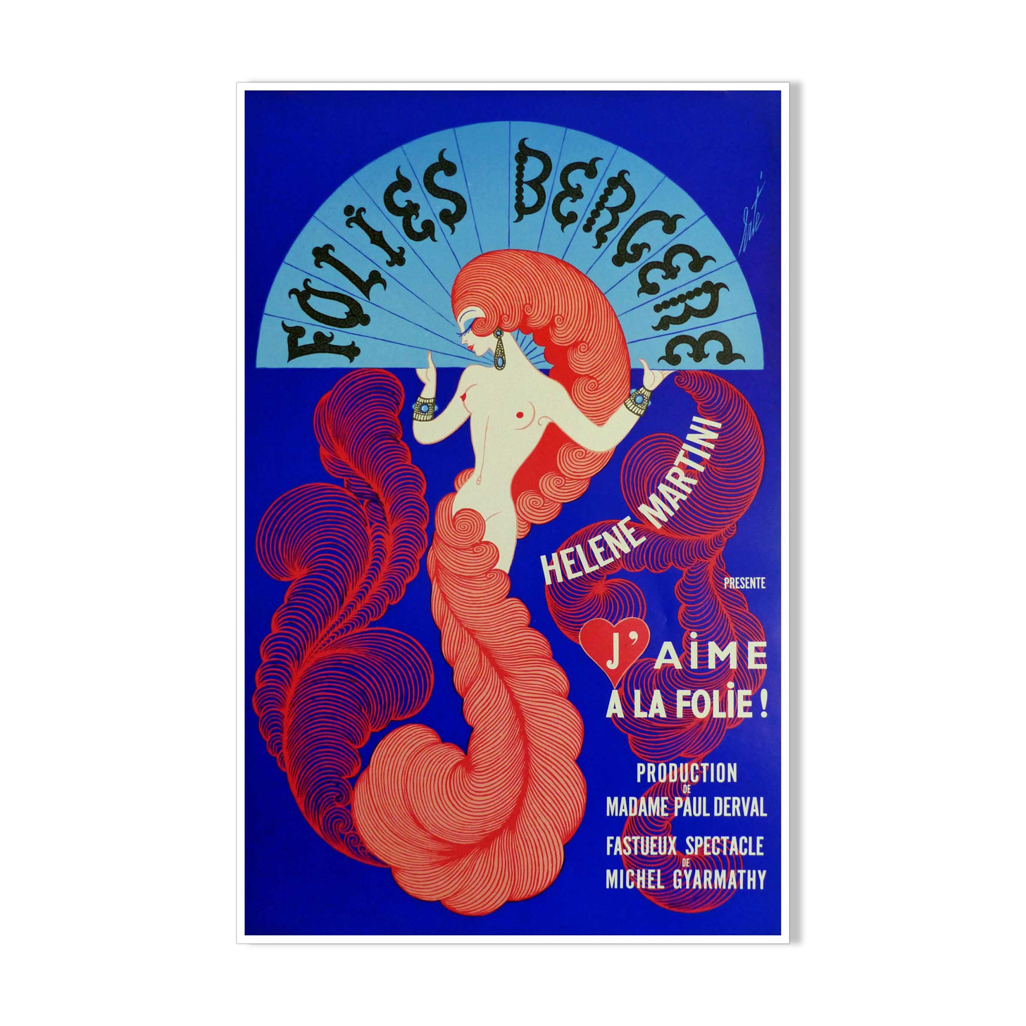 Original antique poster Folies Bergères Hélène Martini Paris Erté